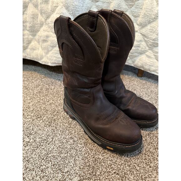 Justin Leather Boots Vibram Soles Brown WK2120 Steel Toe size 8D main image 4
